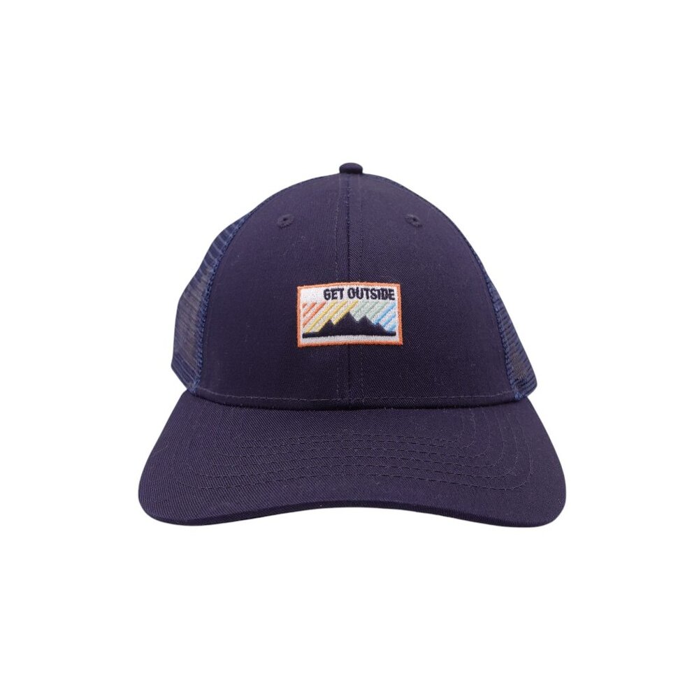NWT Sun & Stone Get Outside Trucker Cap OS Navy Blue Snapback Mesh Back Casual